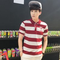 鳄铌特夏季T恤男短袖翻领纯棉大码条纹POLO保罗衫男装休闲修身半袖潮