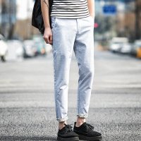 鳄铌特九分裤男 小脚裤修身韩版休闲裤夏季英伦弹力哈伦潮青年薄款9