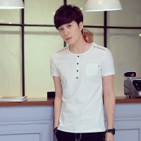 鳄铌特夏季男装棉亚麻短袖t恤薄款透气中式修身简约圆领韩版半袖男士体恤