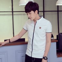 鳄铌特夏季男装棉亚麻短袖t恤薄款透气中式修身简约韩版半袖男士体恤