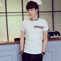鳄铌特夏季男装棉亚麻短袖t恤薄款透气中式修身简约韩版男士体恤