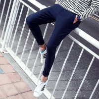 鳄铌特男士休闲裤韩版修身夏季九分休闲裤男小脚青年男裤子潮