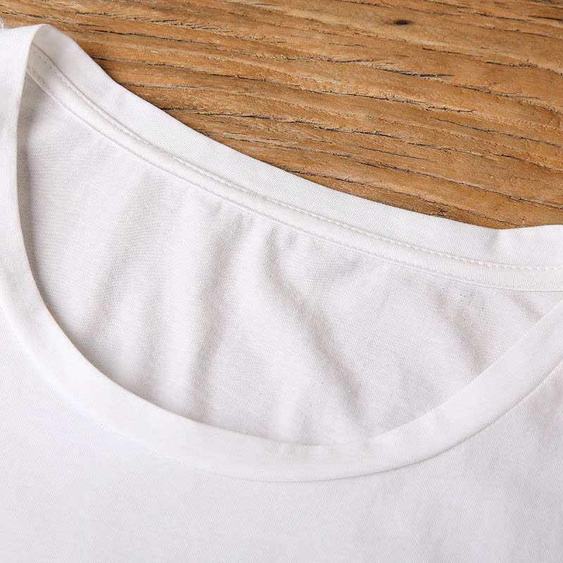 裂帛2019夏新款圆领镂空短袖纯色上衣雪纺拼接套头T恤女图片