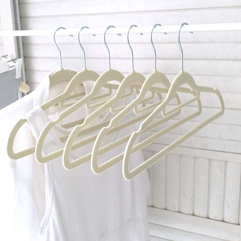 植绒衣架挂衣架橱柜衣服架衣架挂衣服架晾衣架e30杏色1个
