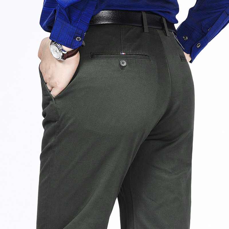 余果贝尔(YoungBell)品牌中年男士休闲裤2017秋季纯棉爸爸装长裤直筒秋冬款百搭男裤棉裤