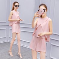 依梅儿 2016夏装新款韩国显瘦名媛套装女时尚两件套欧美阔腿裤套装潮短裤