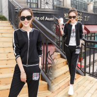 依梅儿2017春装卫衣长袖女 韩版显瘦卡通印花时尚休闲三件套女装