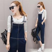 韩版春装新款显瘦牛仔背带裤女 2017时尚百搭性感背带裤子女潮