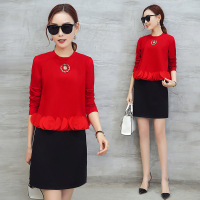 依梅儿套装裙 2017春装立体装饰T恤 背心裙子两件套装潮女