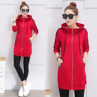 韩版开衫外套 2017春装连帽抽绳显瘦修身百搭撞色潮品卫衣潮