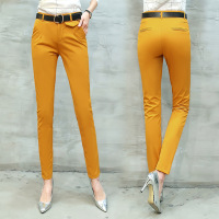 小脚休闲裤女 2017春装新款时尚休闲纯色显瘦显高铅笔长裤女潮