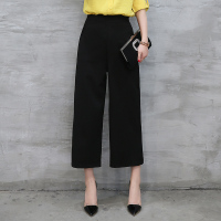 2017春装新款时尚百搭阔腿裤 高腰显瘦显高韩版裤子黑色裤装休闲