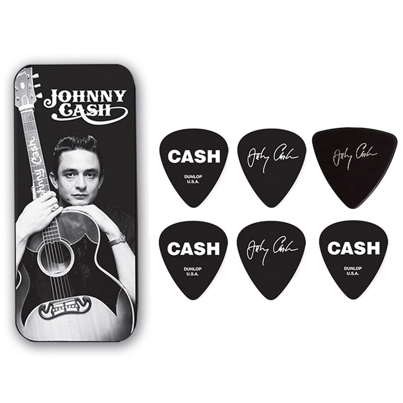 DUNLOP JOHNNY CASH纪念款金属铁盒收纳 吉他拨片 拨片盒一套六枚 乐器配件