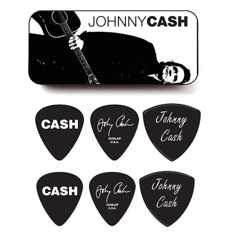 DUNLOP JOHNNY CASH纪念款金属铁盒收纳 吉他拨片 拨片盒一套六枚 乐器配件