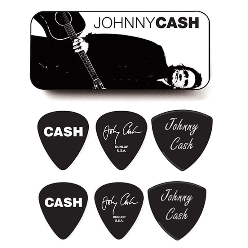 DUNLOP JOHNNY CASH纪念款金属铁盒收纳 吉他拨片 拨片盒一套六枚 乐器配件图片