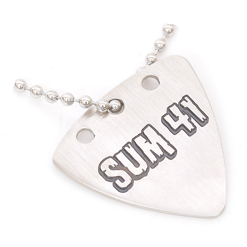 沃森乐器 金属流行朋克钛钢吉他拨片项链 SUM 41银色吊坠饰品项链