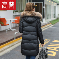 高梵GOLDFARM新款冬季大貉子毛领羽绒服女士中长款宽松A版 韩版羽绒衣