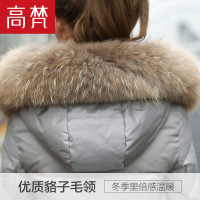 高梵GOLDFARM冬季羽绒外套 时尚日韩风连帽短款羽绒服女士貉子毛领