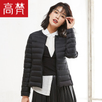 高梵GOLDFARM冬季新款轻薄短款羽绒服女士圆领纯色休闲百搭韩版短外套