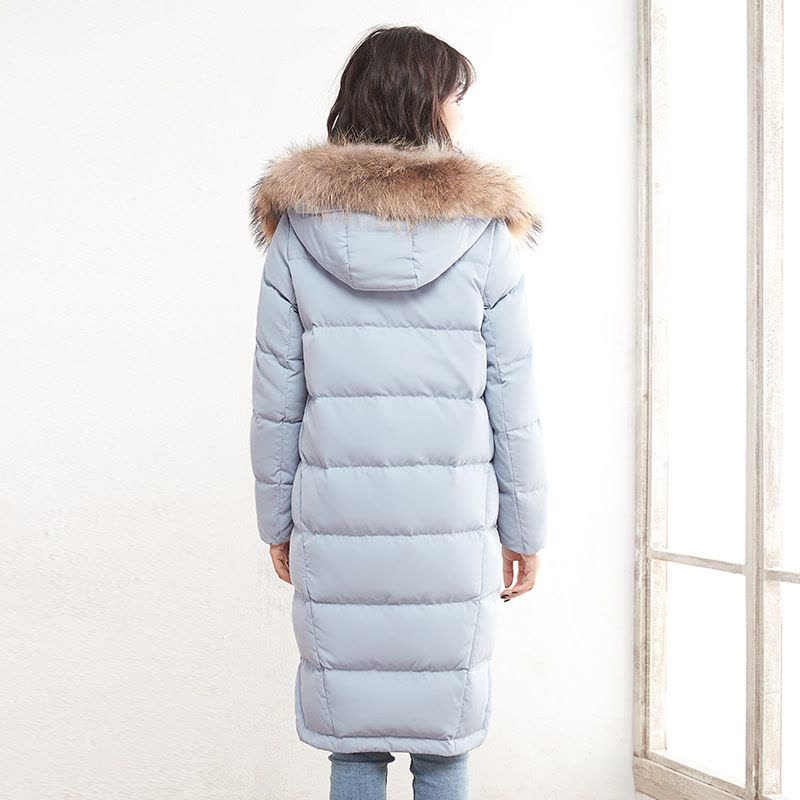 高梵GOLDFARM冬季新款时尚貉子毛领长款羽绒服女士保暖韩版纯色外套潮图片