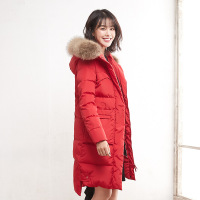 【券后价499】高梵GOLDFARM新款冬季时尚貉子毛领羽绒服女士中长款韩版纯色保暖外套