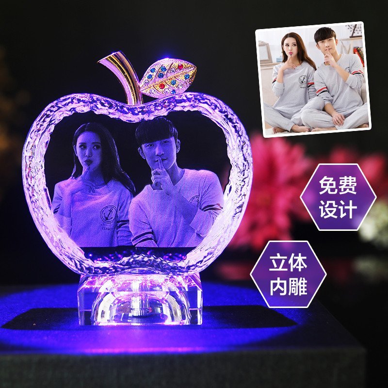 【欧贝定制】水晶内雕定制照片结婚纪念日男女朋友送礼创意生日礼品母亲节礼物