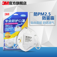 3M 口罩9001V 带呼气阀 KN90防雾霾防粉尘防尘 男女秋冬季口罩 3只装（1包）