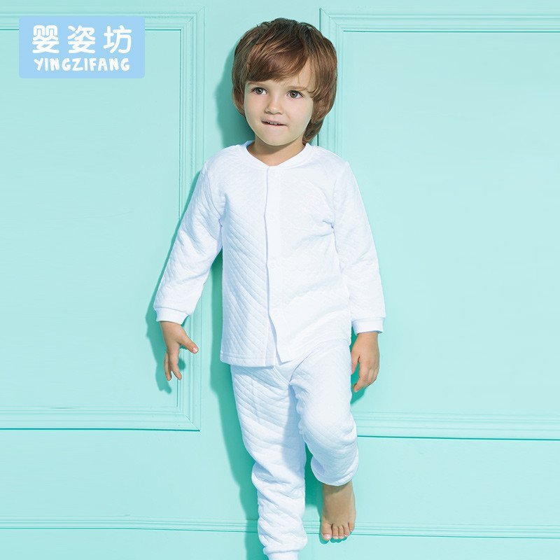 婴姿坊男童女童宝宝居家服连体爬爬服衣长袖长裤套装两件套可开裆