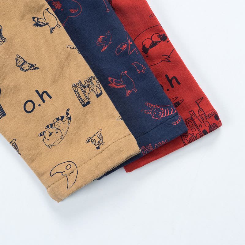 婴姿坊儿童休闲长裤 男童春秋款百搭印花裤子2016新品松紧韩版图片