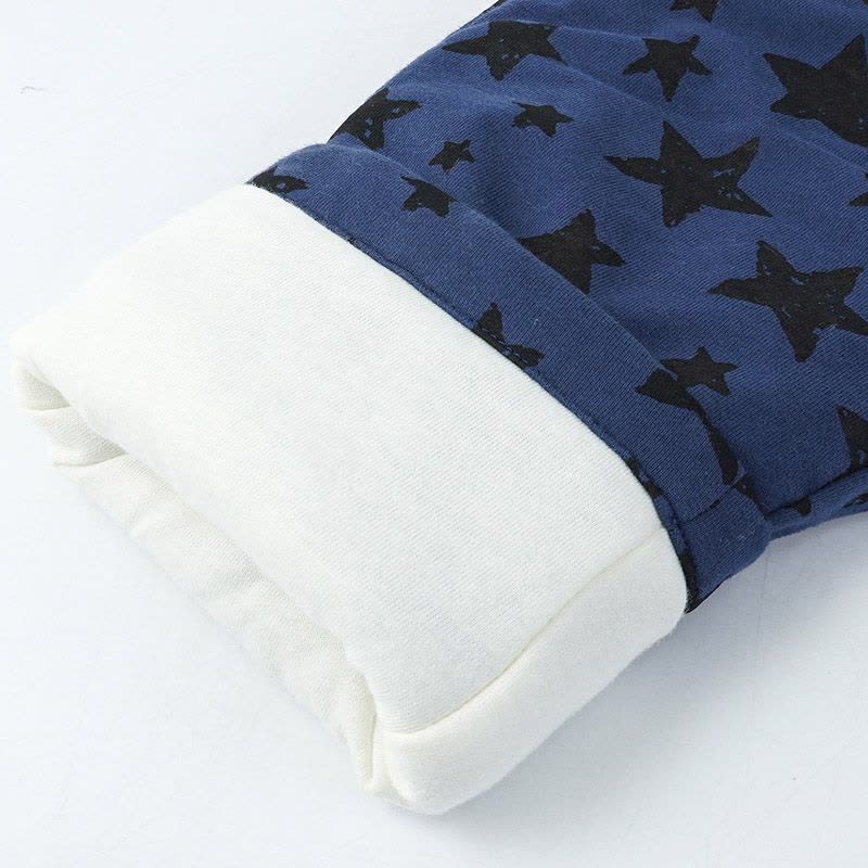 婴姿坊正品男童加厚夹棉松紧长裤宝宝冬季休闲百搭保暖棉裤新品图片