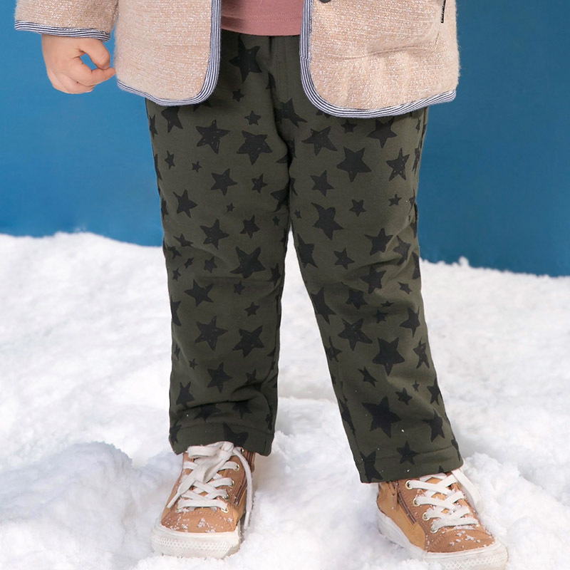 婴姿坊正品男童加厚夹棉松紧长裤宝宝冬季休闲百搭保暖棉裤新品