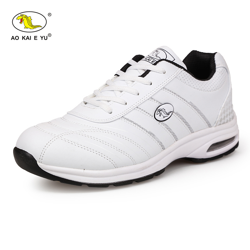 秋季男士白色气垫鞋波鞋皮面小白鞋 增高鞋 5cm 运动鞋男士皮面休闲跑步鞋男耐磨旅游鞋