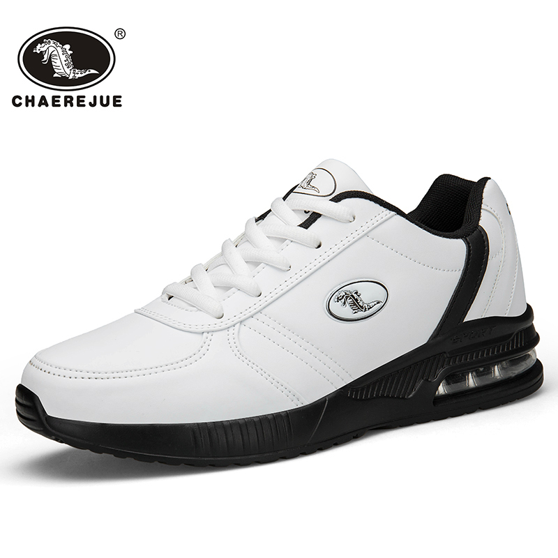 香港鳄鱼秋季男鞋白色气垫鞋男士皮面波鞋牛筋底防水防滑运动鞋防滑