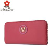 梦特娇红钱女长款真皮新款拉链手牛皮钱夹女多卡位手拿礼盒 2019新款 正品 学生礼物 新年礼物