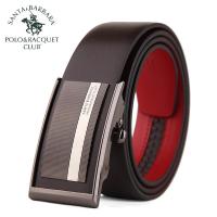 圣大保罗POLO男士自动扣本命年牛皮红皮带红腰带礼盒装新款 正品 学生礼物 新年礼物