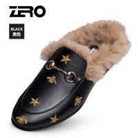 Zero零度皮鞋秋季英伦加绒加棉保暖棉鞋休闲鞋半拖一脚蹬男鞋新款 正品 情人节礼物 新年礼物