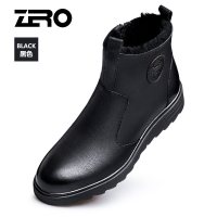 Zero零度男靴加绒保暖棉靴百搭潮流皮靴棉鞋羊皮毛高帮大头靴子男新款 正品 情人节礼物 新年礼物
