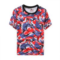 AAPE Aape春夏新款潮牌猿人头男装 时尚满身红色迷彩印花休闲男士圆领短袖T恤男款8108