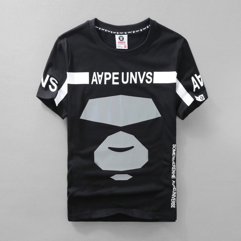 aapeaape春夏新款潮牌猿人头圆领男装夜间反光印花休闲