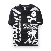 AAPE Aape春夏新款潮牌猿人头男装 骷髅猿人印花男女休闲韩版情侣装宽松圆领短袖T恤8215