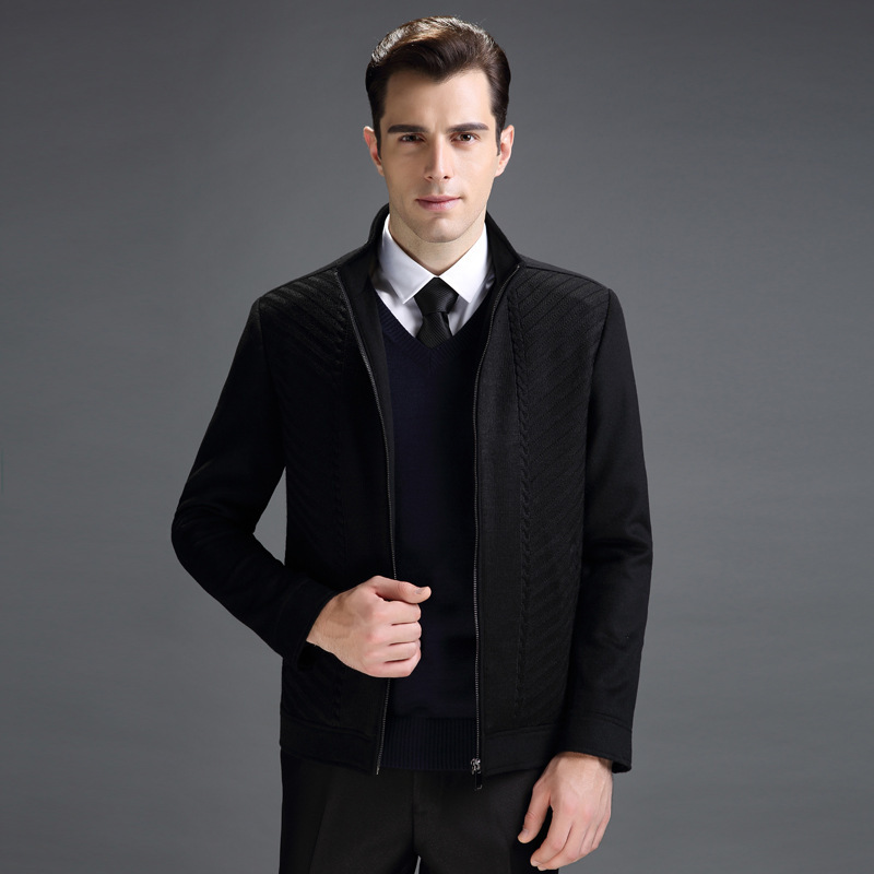 培罗蒙秋冬男士商务休闲羊绒夹克加厚短款保暖羊毛夹克edj5811