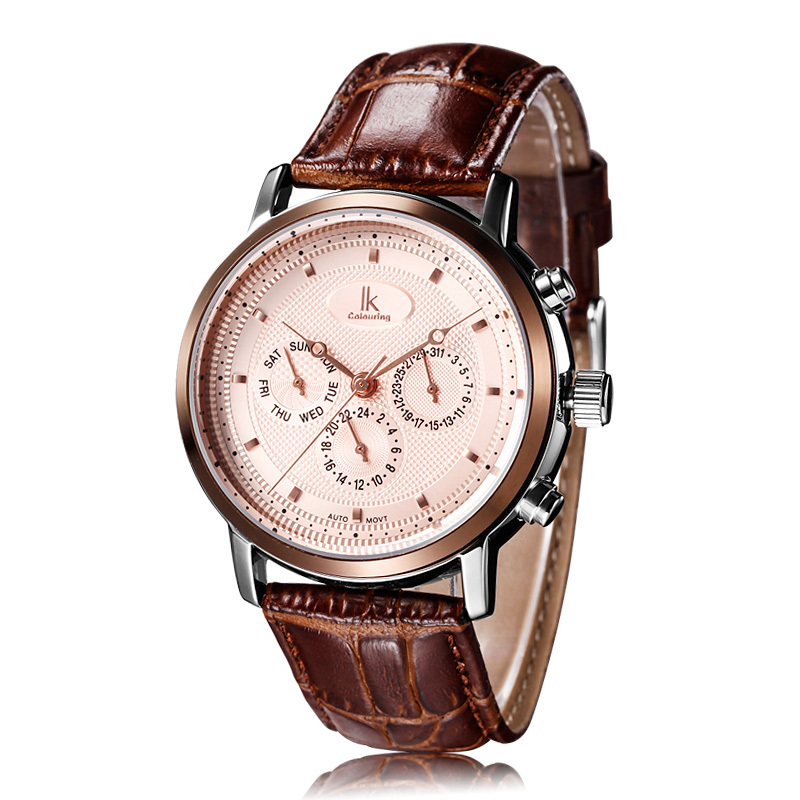 ik阿帕琦全自动机械表男士手表镂空男表皮带表精钢防水腕表