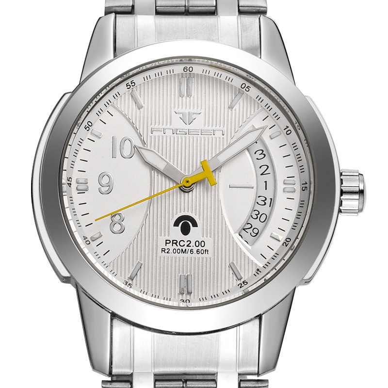 芬尊fngeen时尚休闲男士腕表经典系列简单背透机械手表钢带男表6701