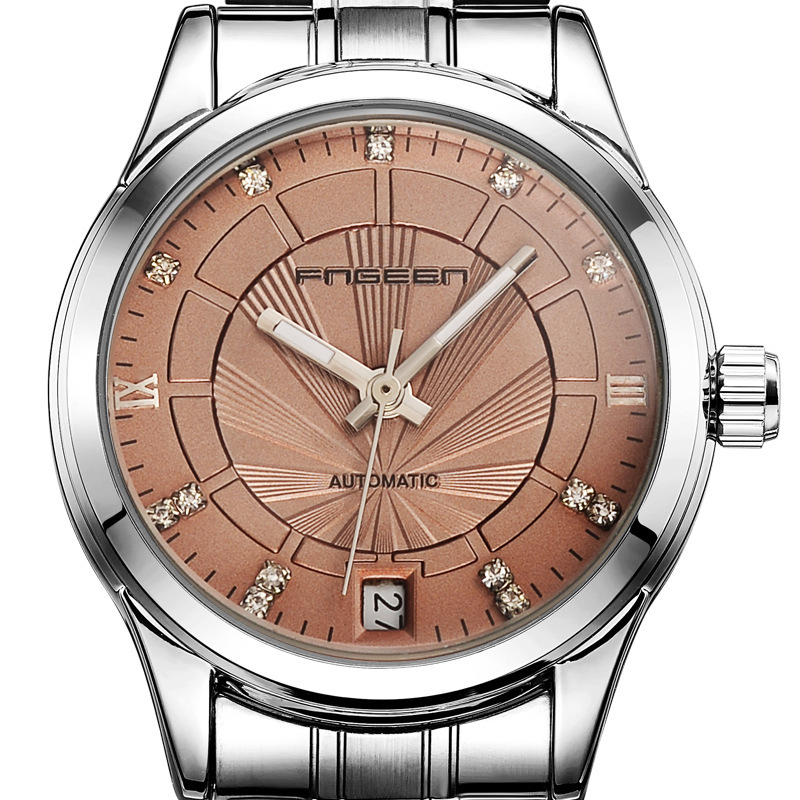 芬尊fngeen女款机械日历时尚潮流时装表小巧日历星期手表自动机械表