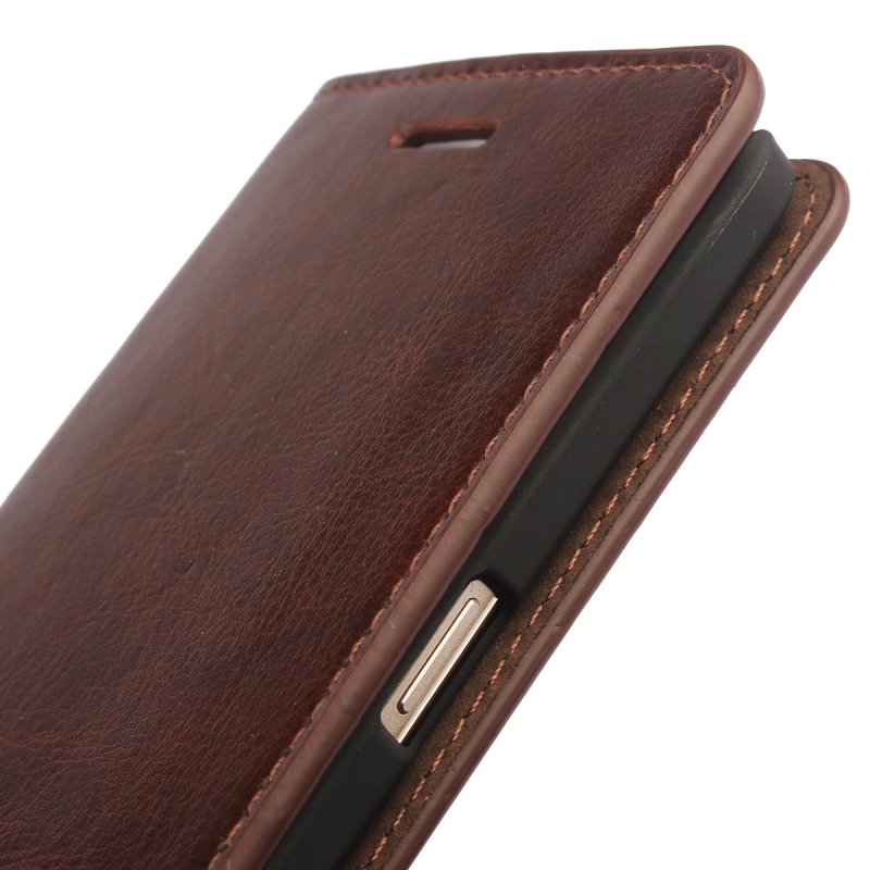 iCoverCase OPPO R7s 手机壳 疯马纹油边真皮防摔翻盖式手机套 适用于 OPPO R7s
