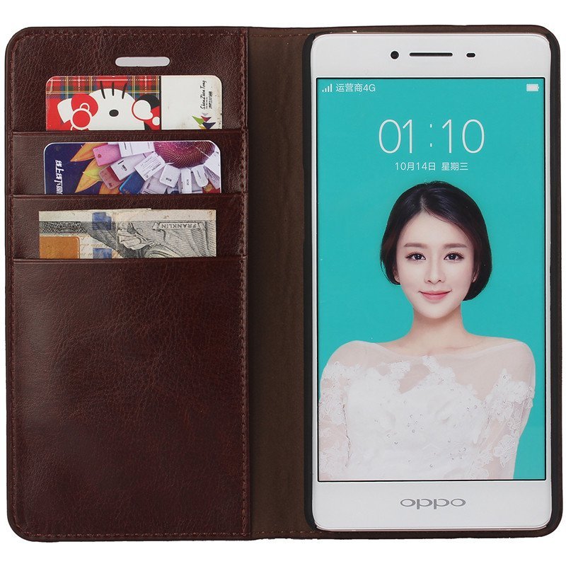 iCoverCase OPPO R7s 手机壳 疯马纹油边真皮防摔翻盖式手机套 适用于 OPPO R7s