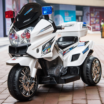 儿童电动车摩托车三轮车大号可坐双驱动男女宝宝可坐人玩具警察车星辰皓