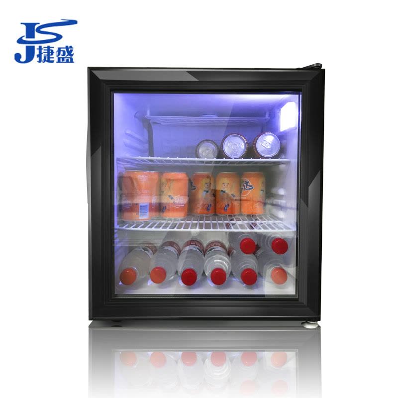 捷盛(JS)SC52 52升 黑色迷你冰吧 家用商用小型立式冷藏保鲜展示柜 蛋糕柜茶叶柜饮料柜透明玻璃单门小冰箱图片