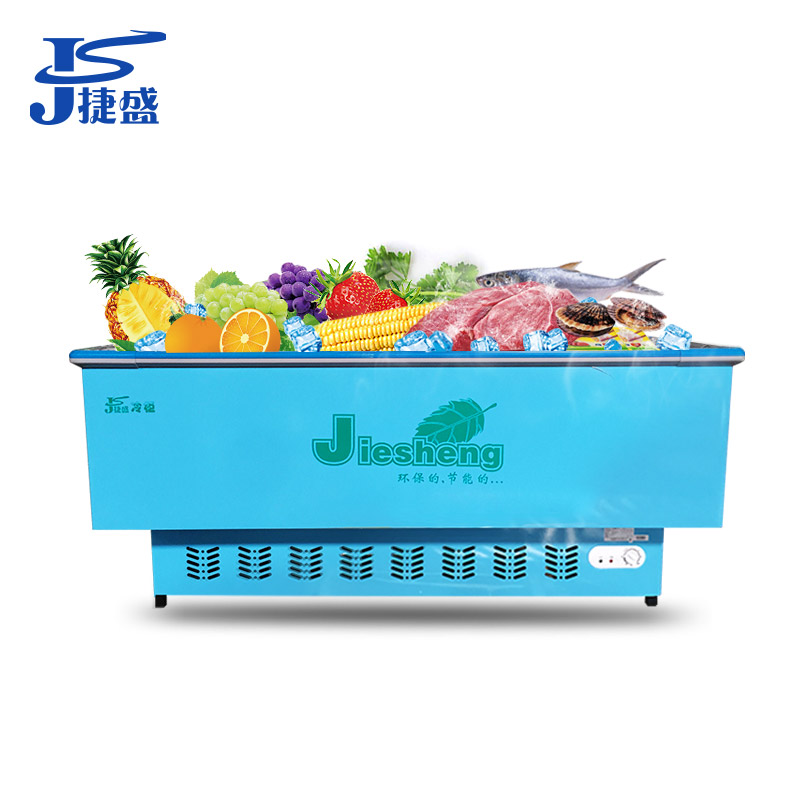 捷盛(JS)SCWD4-858F 858升 2米蓝色玻璃门岛柜卧式冷柜商用 超大容量展示冰柜 超市大容量展示大冷柜冰柜高清大图