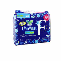 日本直邮 花王LAURIER乐而雅F棉柔夜用护翼 敏感肌 卫生巾10片30cm无荧光剂